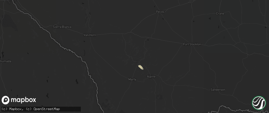 Hail map in Fort Davis, TX on May 25, 2026