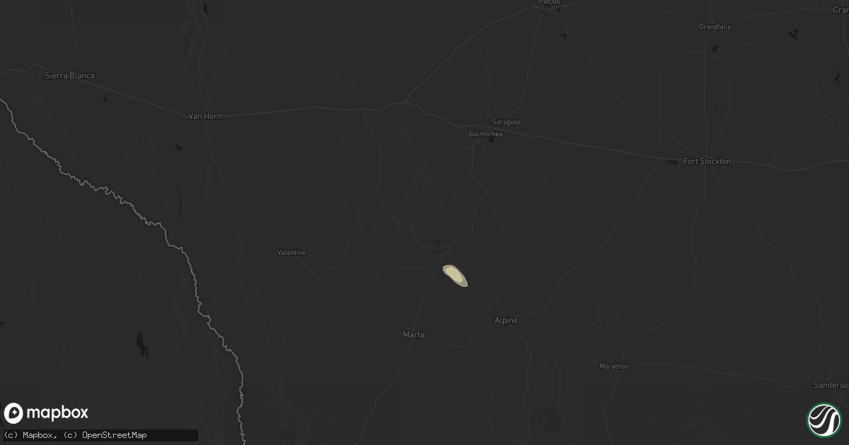 Hail map in Fort Davis, TX on May 25, 2026