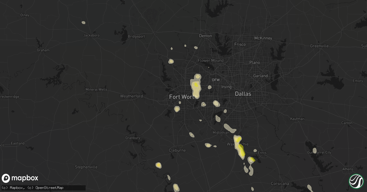 Hail map in Fort Worth, TX on May 25, 2026