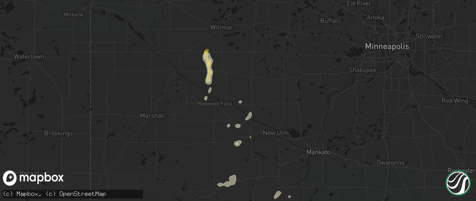 Hail map in Franklin, MN on May 25, 2026