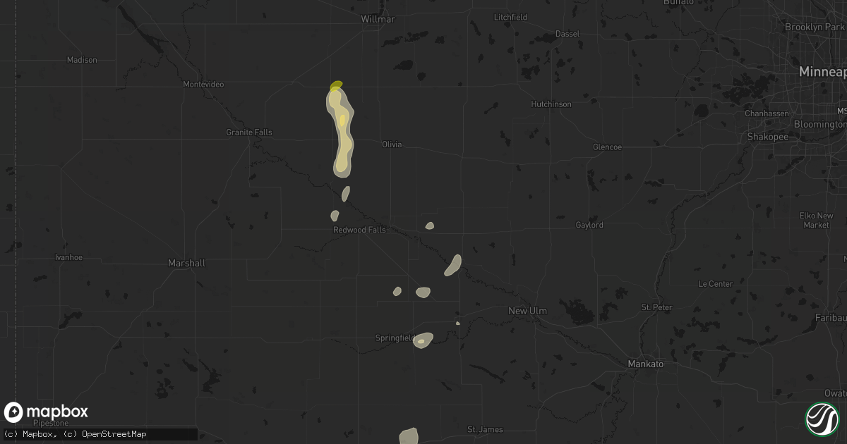 Hail map in Franklin, MN on May 25, 2026