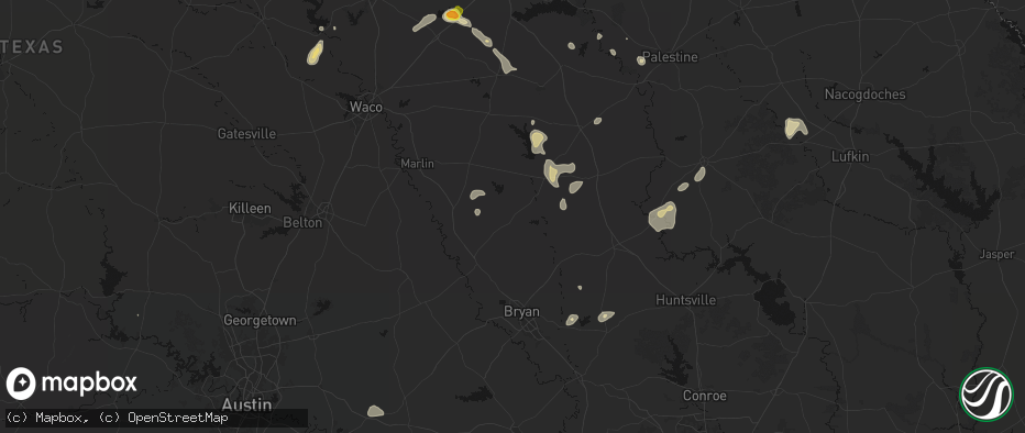Hail map in Franklin, TX on May 25, 2026