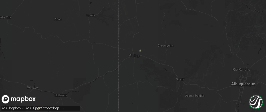 Hail map in Gallup, NM on May 25, 2026