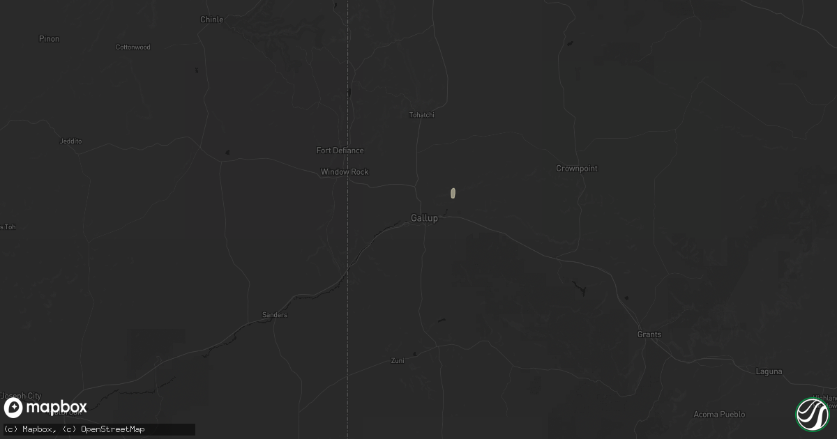Hail map in Gallup, NM on May 25, 2026