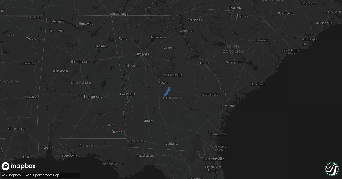 Hail map in Georgia on May 25, 2026