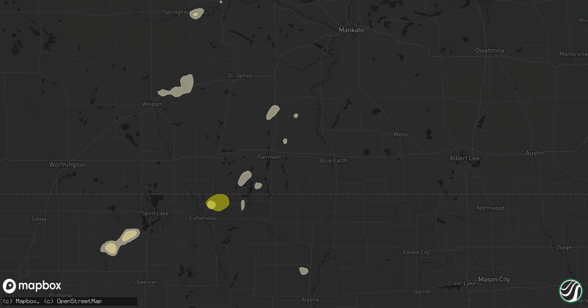 Hail map in Granada, MN on May 25, 2026