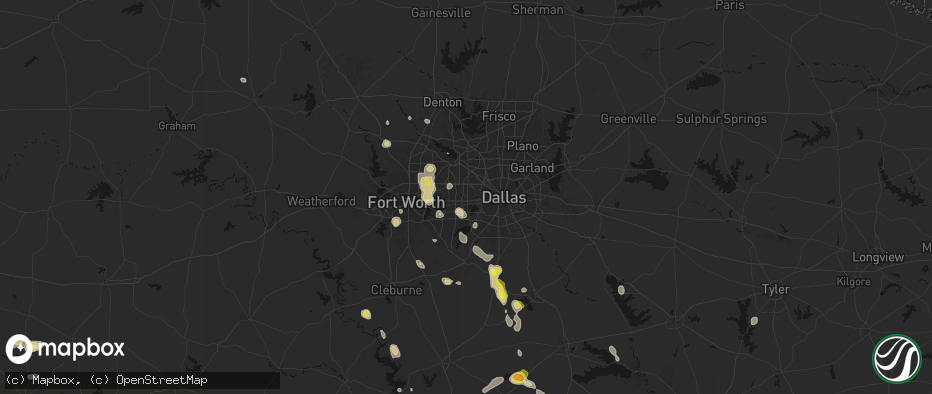 Hail map in Grand Prairie, TX on May 25, 2026