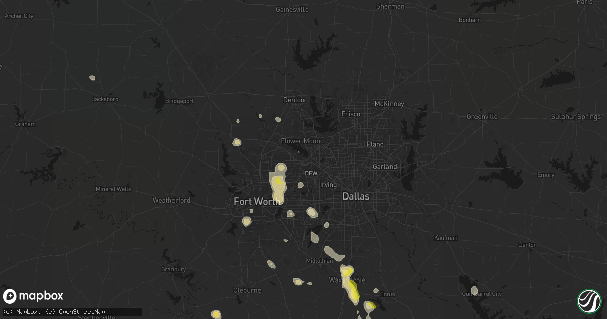 Hail map in Grapevine, TX on May 25, 2026