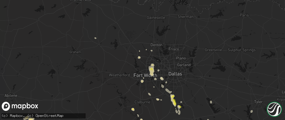 Hail map in Haslet, TX on May 25, 2026