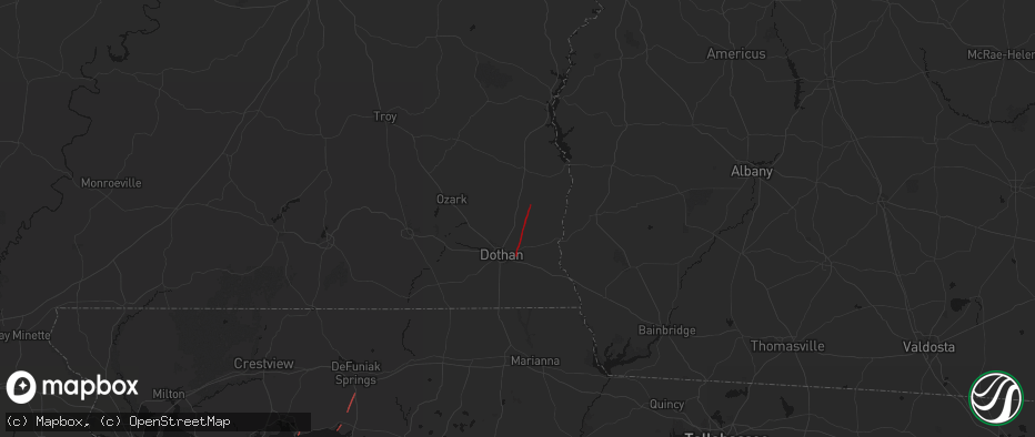 Hail map in Headland, AL on May 25, 2026
