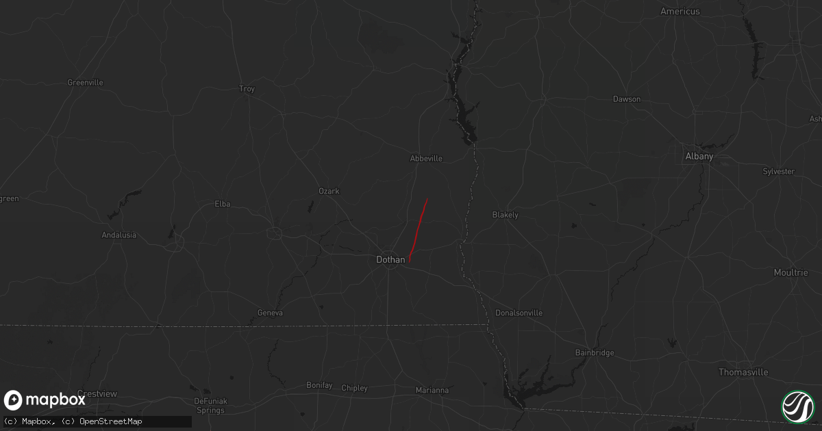 Hail map in Headland, AL on May 25, 2026