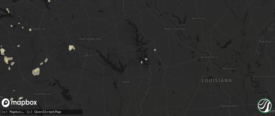 Hail map in Hemphill, TX on May 25, 2026