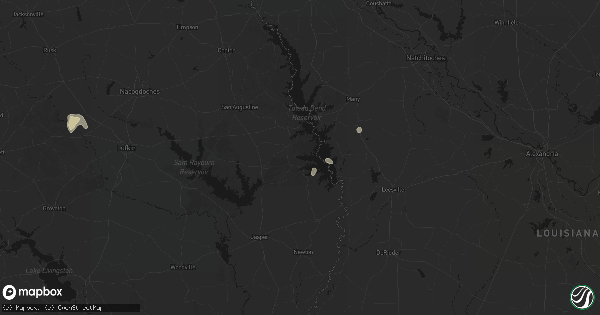 Hail map in Hemphill, TX on May 25, 2026