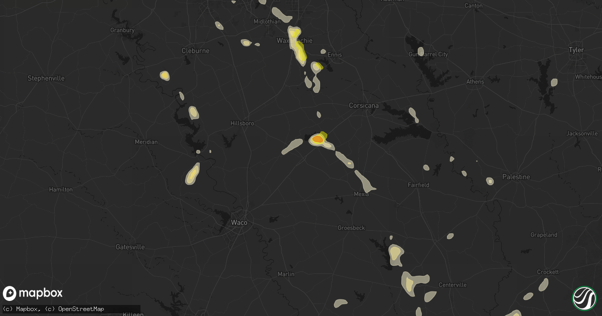 Hail map in Hubbard, TX on May 25, 2026