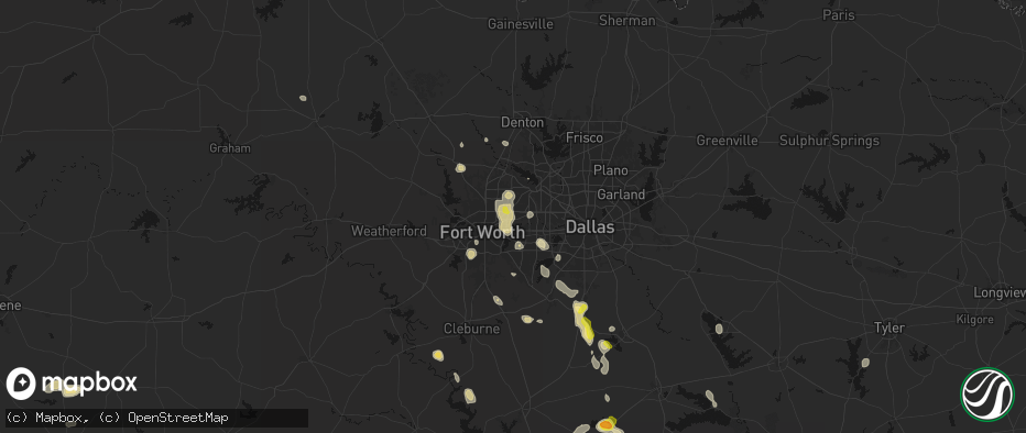 Hail map in Hurst, TX on May 25, 2026