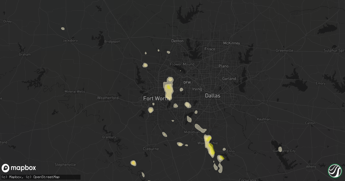 Hail map in Hurst, TX on May 25, 2026
