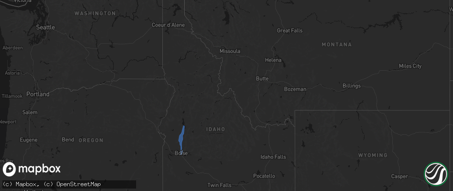 Hail map in Idaho on May 25, 2026