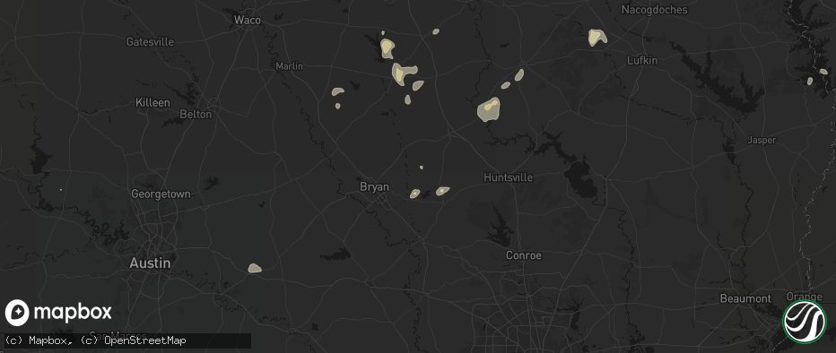 Hail map in Iola, TX on May 25, 2026