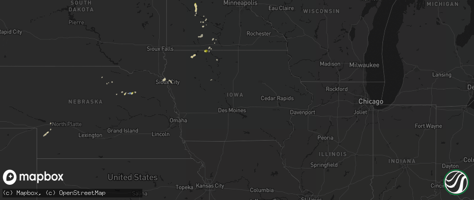 Hail map in Iowa on May 25, 2026