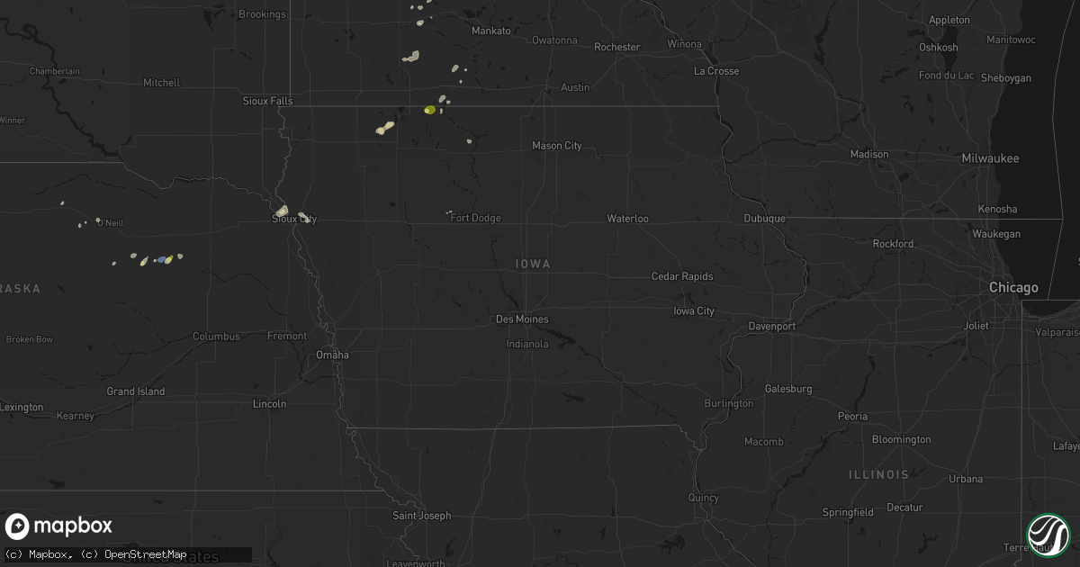 Hail map in Iowa on May 25, 2026