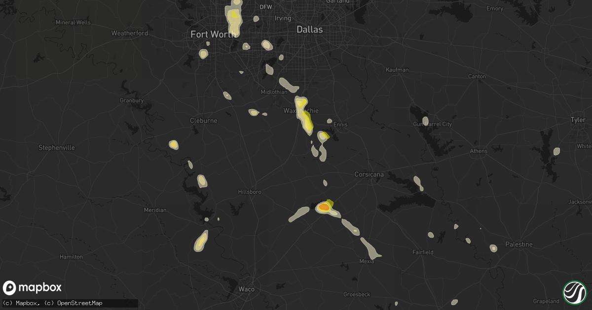 Hail map in Italy, TX on May 25, 2026