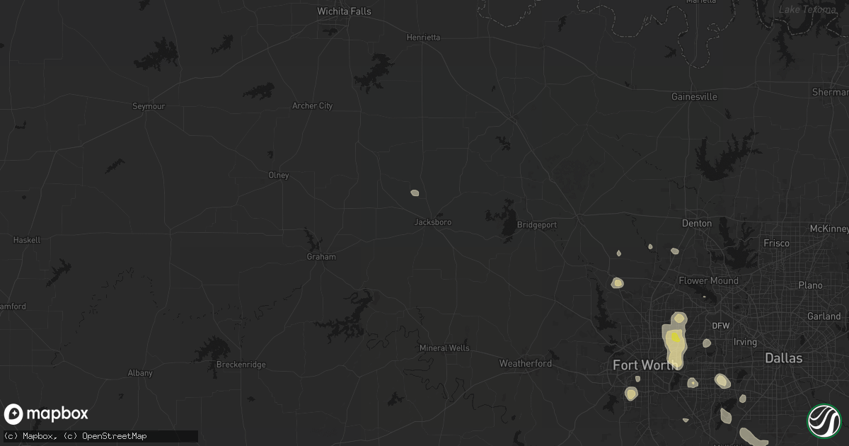 Hail map in Jacksboro, TX on May 25, 2026