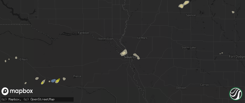 Hail map in Jefferson, SD on May 25, 2026