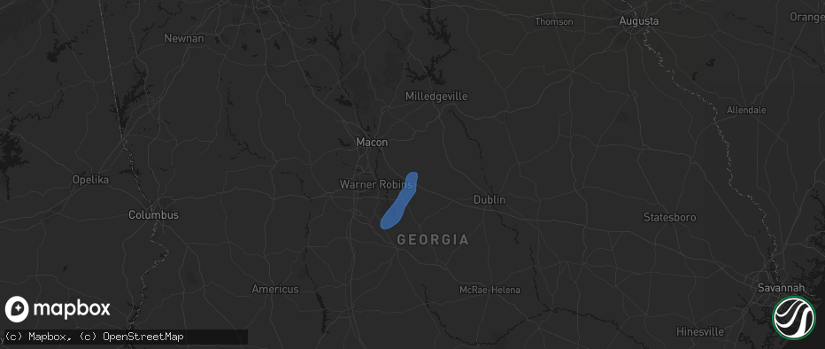 Hail map in Jeffersonville, GA on May 25, 2026