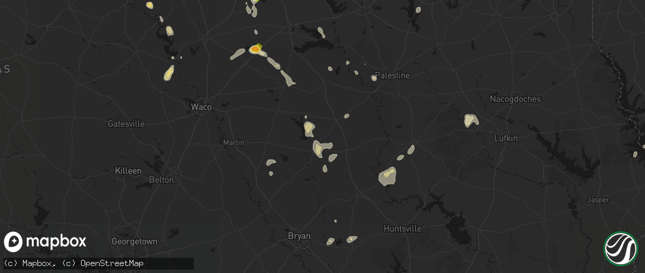 Hail map in Jewett, TX on May 25, 2026
