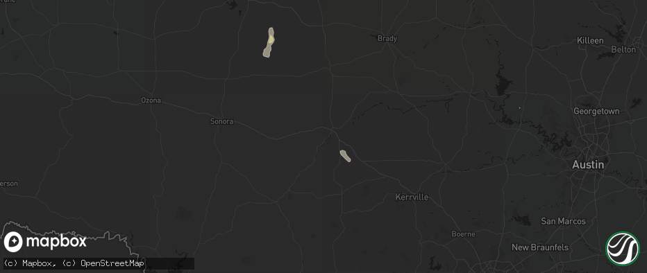 Hail map in Junction, TX on May 25, 2026