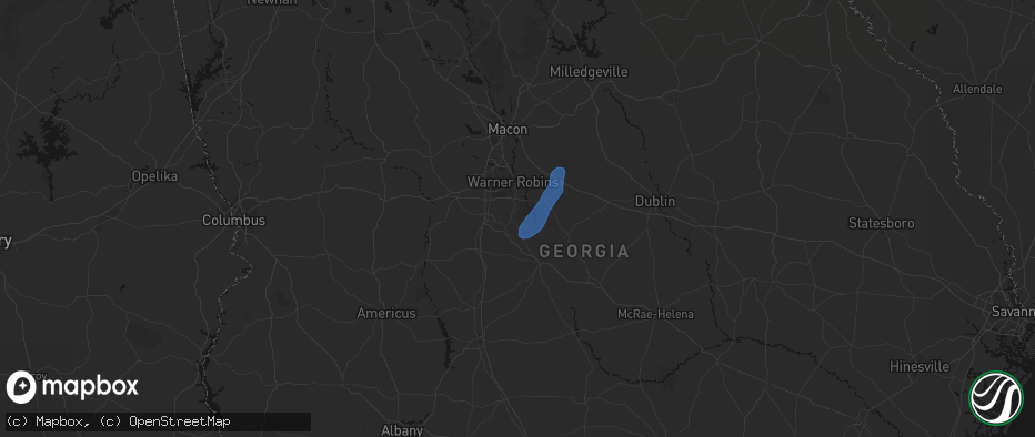 Hail map in Kathleen, GA on May 25, 2026