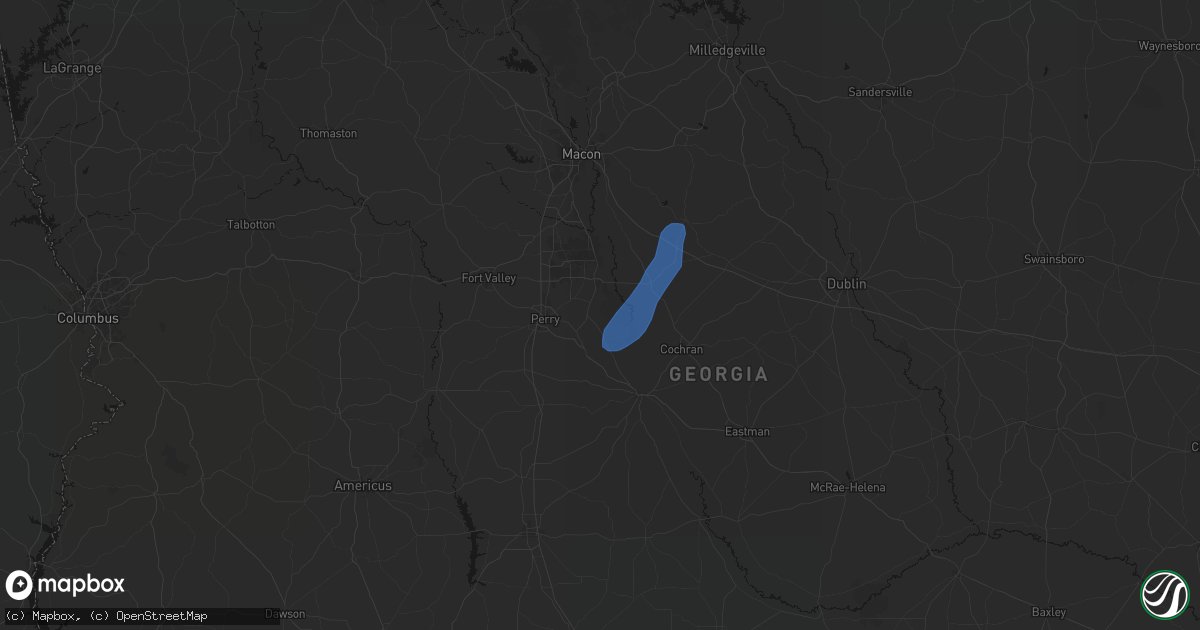 Hail map in Kathleen, GA on May 25, 2026