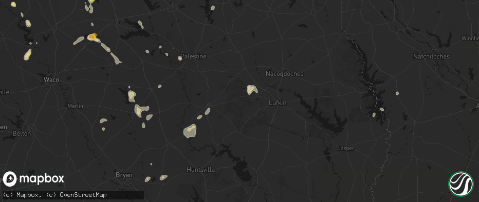 Hail map in Kennard, TX on May 25, 2026