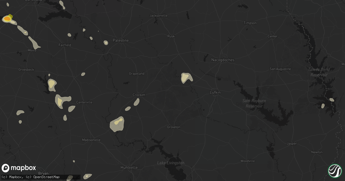 Hail map in Kennard, TX on May 25, 2026