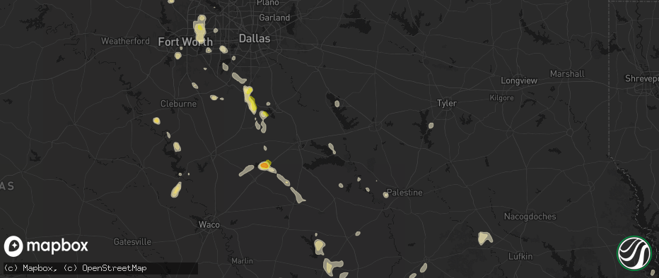 Hail map in Kerens, TX on May 25, 2026