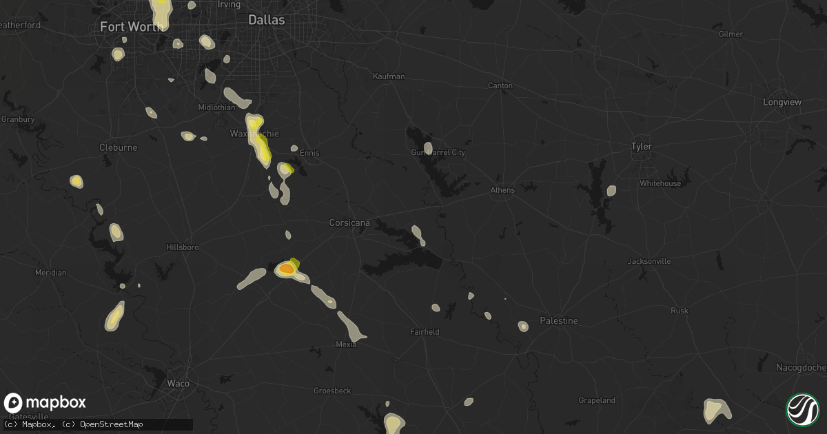 Hail map in Kerens, TX on May 25, 2026