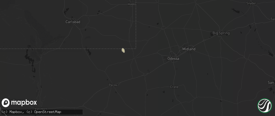 Hail map in Kermit, TX on May 25, 2026