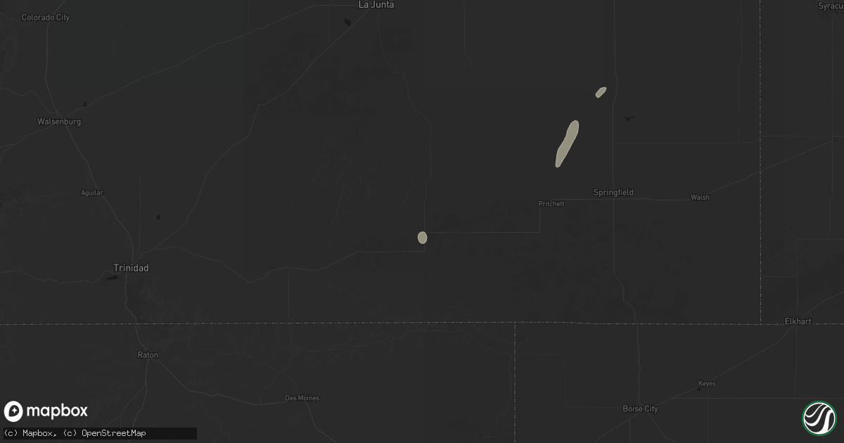 Hail map in Kim, CO on May 25, 2026