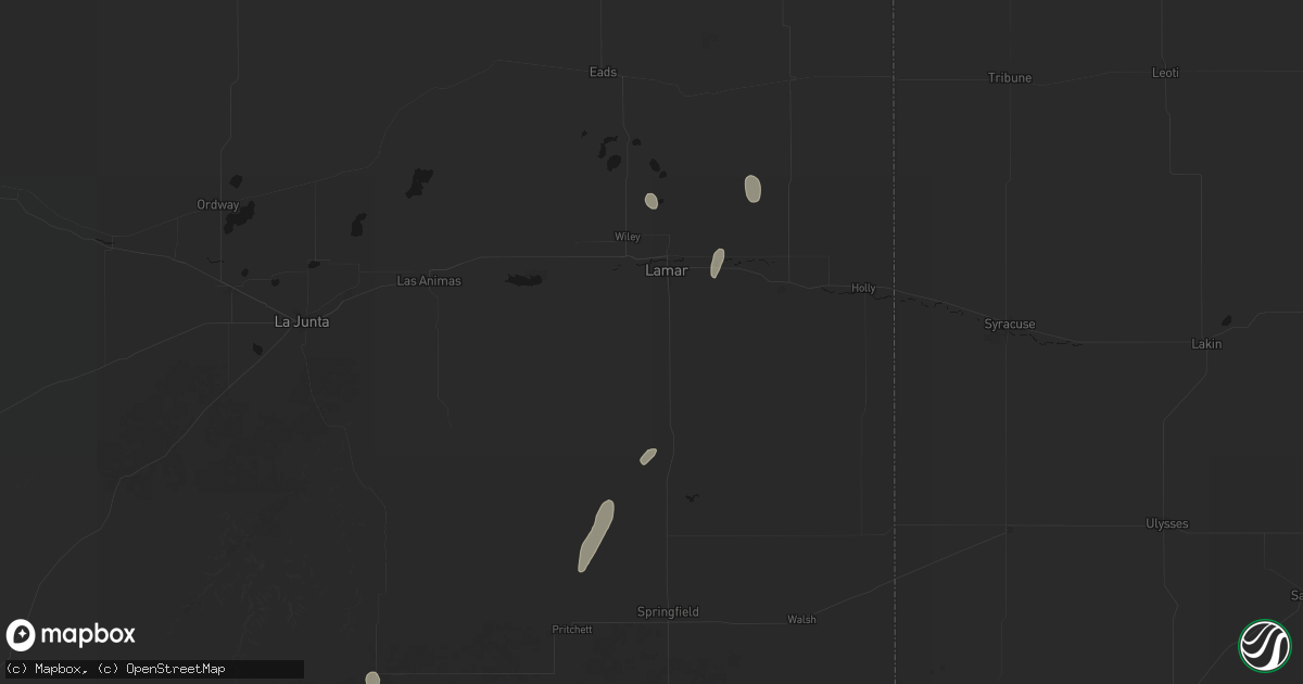 Hail map in Lamar, CO on May 25, 2026