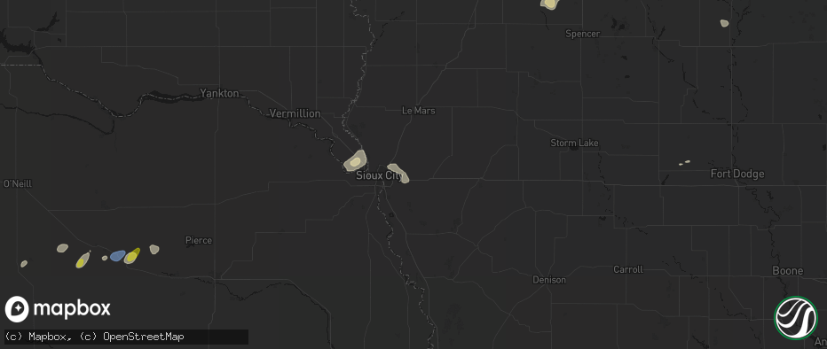 Hail map in Lawton, IA on May 25, 2026