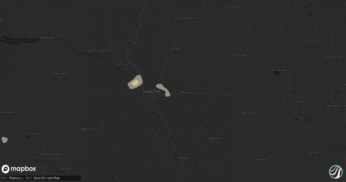 Hail map in Lawton, IA on May 25, 2026