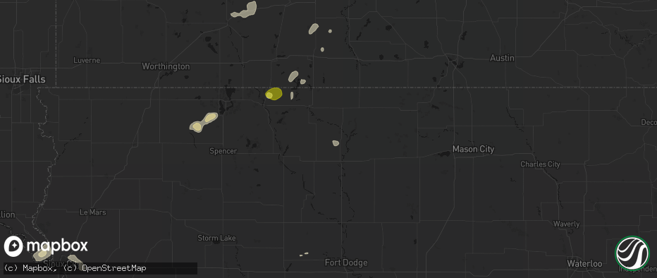 Hail map in Lone Rock, IA on May 25, 2026