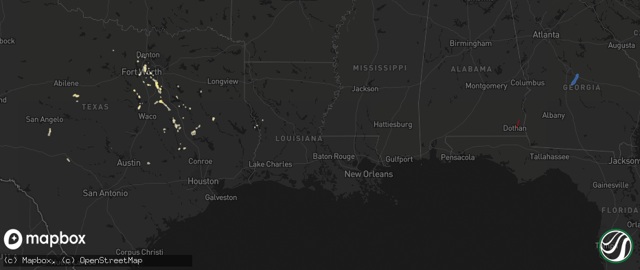 Hail map in Louisiana on May 25, 2026