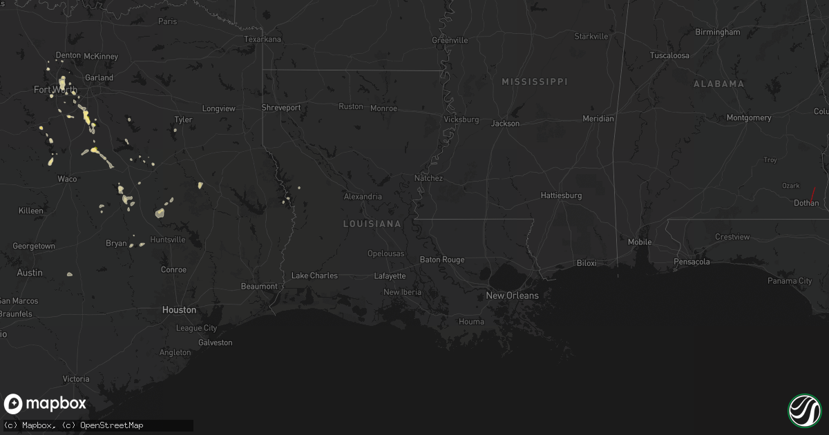 Hail map in Louisiana on May 25, 2026