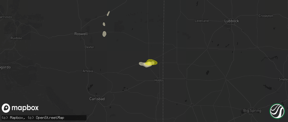 Hail map in Lovington, NM on May 25, 2026