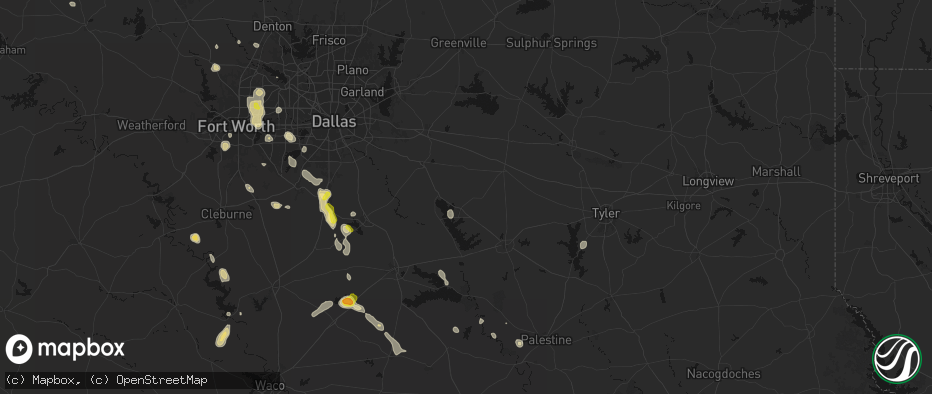 Hail map in Mabank, TX on May 25, 2026