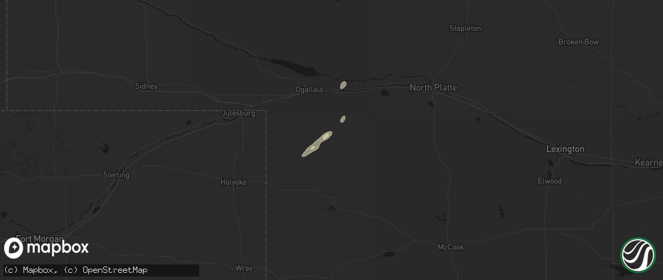 Hail map in Madrid, NE on May 25, 2026