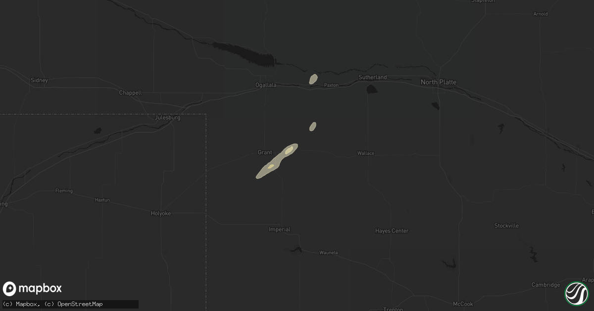 Hail map in Madrid, NE on May 25, 2026
