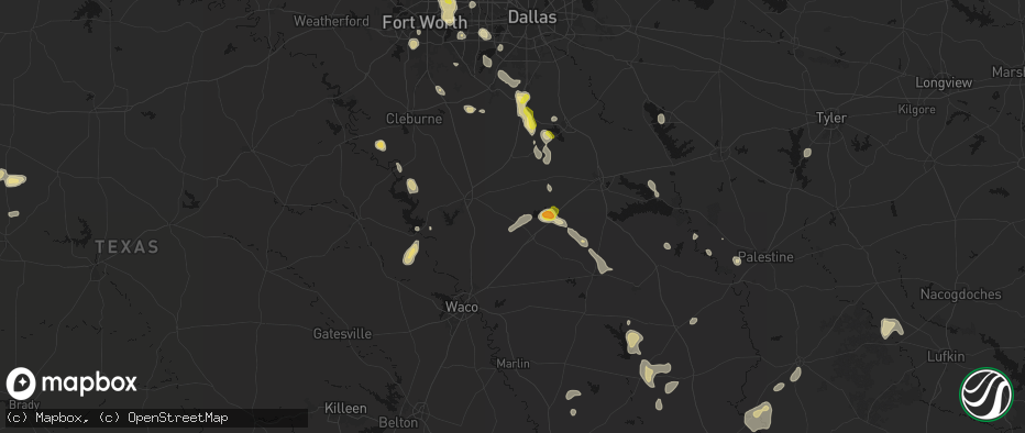 Hail map in Malone, TX on May 25, 2026