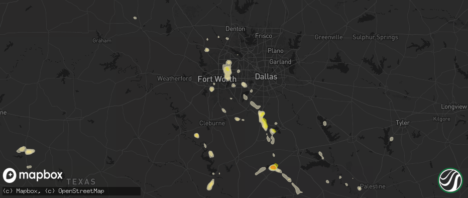 Hail map in Mansfield, TX on May 25, 2026